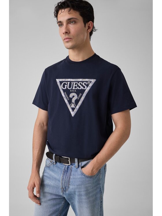 Guess Guess T-Shirt 183289 Modrá Classic Fit