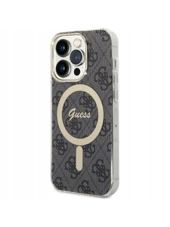 Guess Guess Etui na telefon 4G Metal Gold Logo Czarny