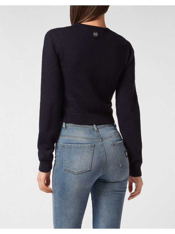 PHILIPP PLEIN PHILIPP PLEIN Sweter 27255 Granatowy Regular Fit