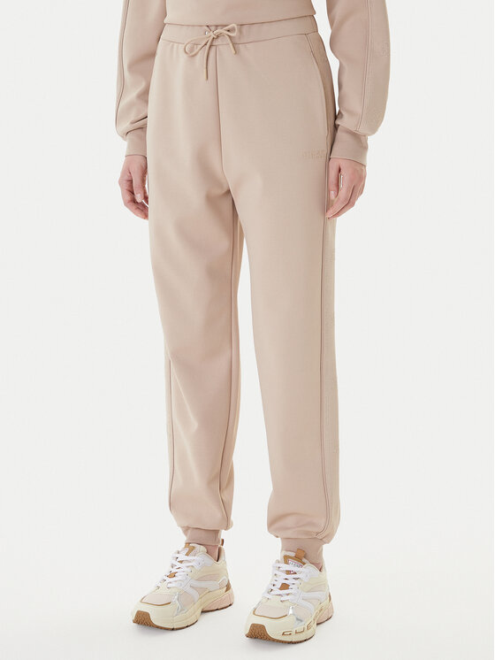 Guess Spodnie dresowe V5BB23 KCX22 Beżowy Regular Fit