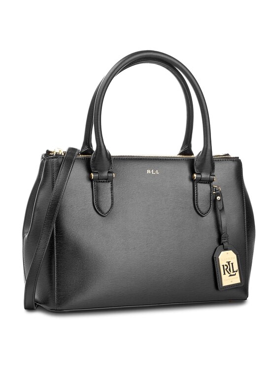 Lauren ralph lauren newbury double zip satchel black top