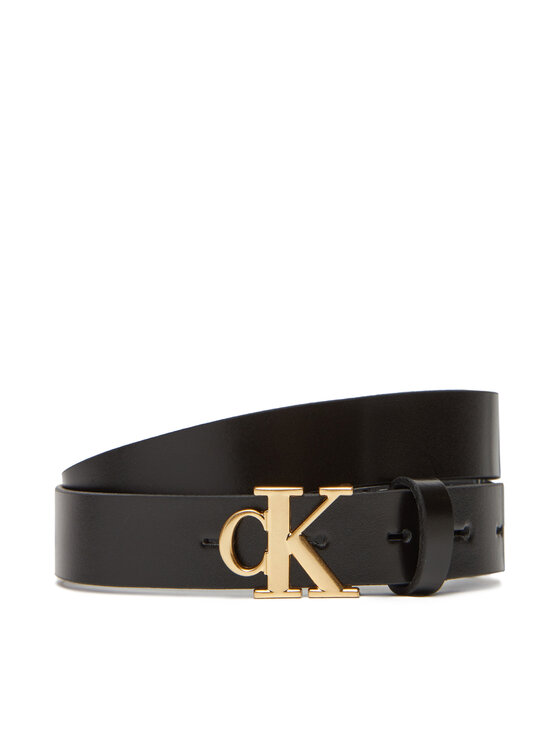 Pasek Damski Calvin Klein, Czarny, Monogram Plaque Buckle 25Mm LV04K7017G