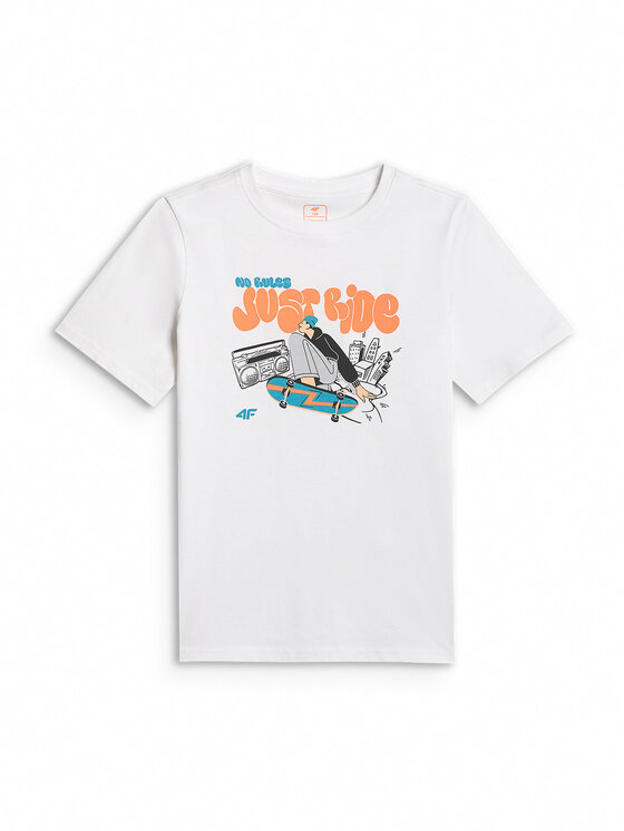 4F 4F T-Shirt SKATE & RIDE Biały Regular Fit