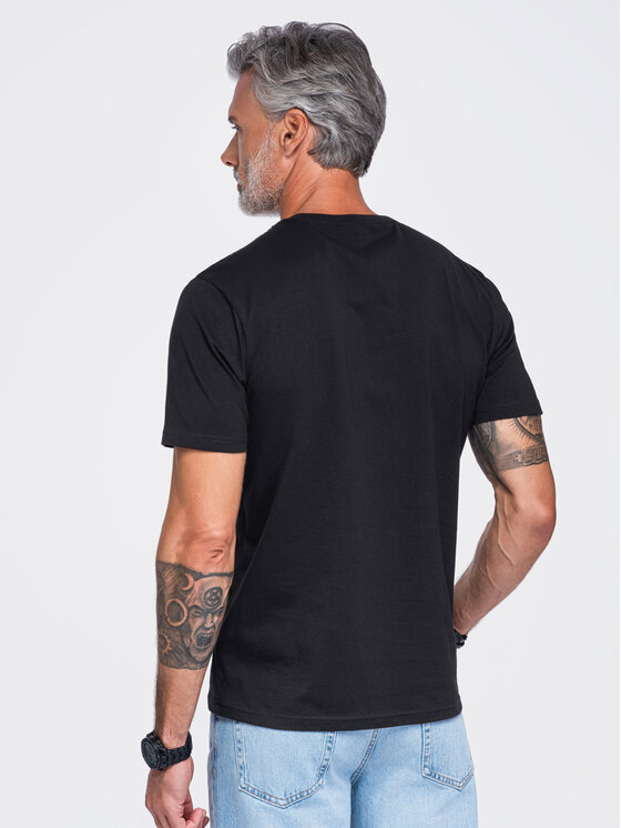 Ombre Ombre T-Shirt OM-TSPT-0299 Czarny Regular Fit