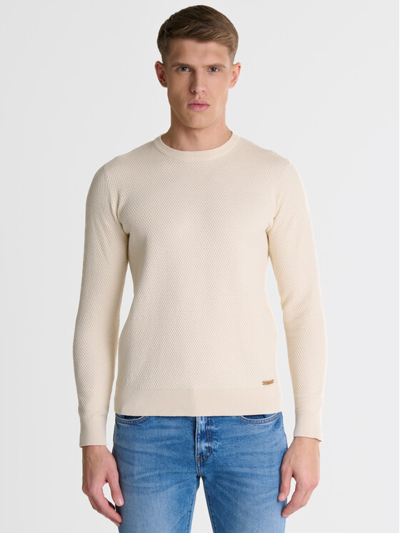 BIG STAR BIG STAR Sweter REYLON Kremowy Basic Fit