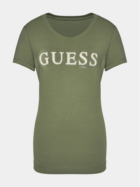 Guess Guess Marškinėliai Pony Hair W4RI45 J1314 Žalia Slim Fit