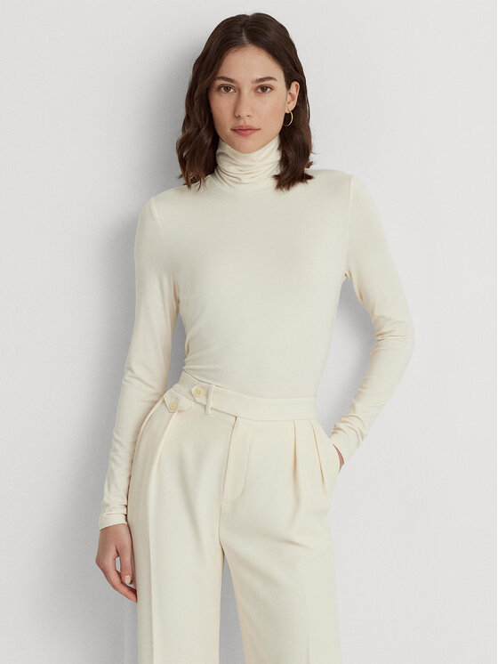 Lauren Ralph Lauren Bluză cu gât 200810393004 Écru Slim Fit