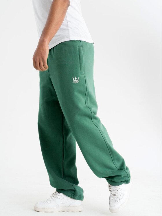 Jigga Wear Jigga Wear Spodnie dresowe Szerokie luźne sznurki korona 130169 Zielony Baggy Fit