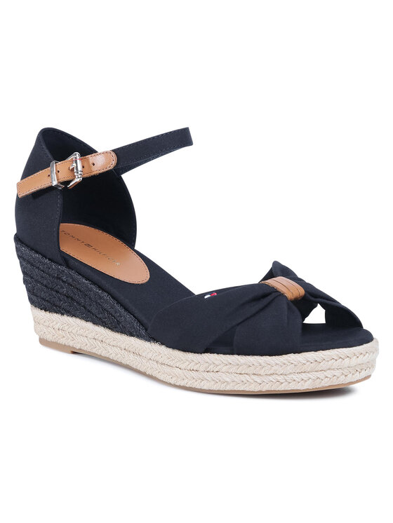 Tommy Hilfiger Espadrile Basic Opened Toe Mid Wedge FW0FW04785 Negru