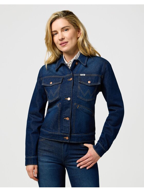 Wrangler Wrangler Kurtka jeansowa HERITAGE JACKET Niebieski Regular Fit