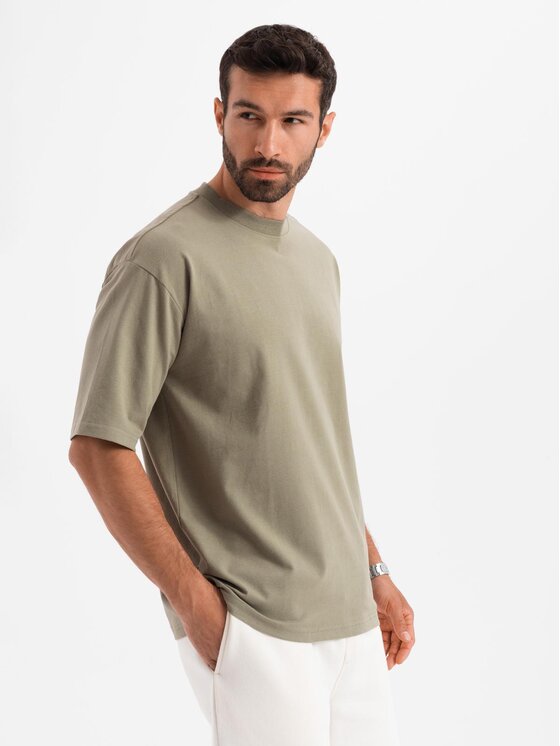 Ombre Ombre T-Shirt OM-TSBC-0234 Khaki Loose Fit