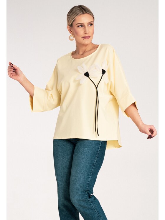 FIGL FIGL Bluzka M1118 Żółty Regular Fit