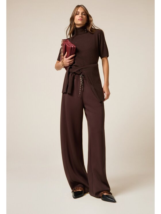 Oltre Oltre Pantaloni di tessuto P818J002553N032 Marrone Baggy Fit