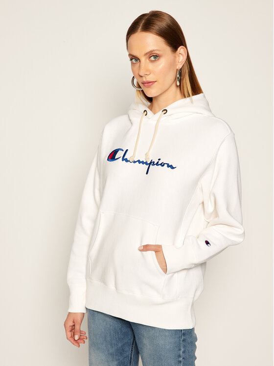 Champion Μπλούζα Script Logo 113794 Λευκό Regular Fit