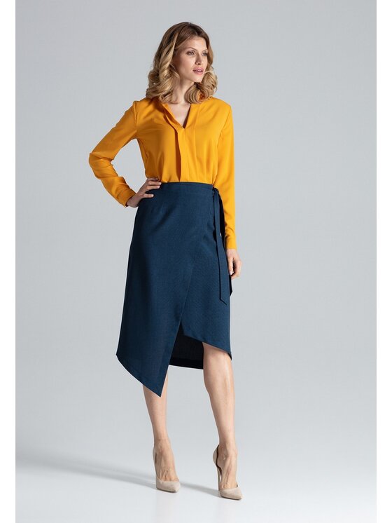 FIGL FIGL Spódnica midi M629 Granatowy Straight Fit