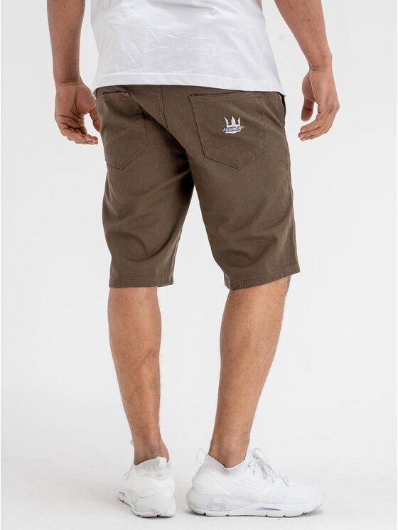 Jigga Wear Jigga Wear Szorty materiałowe Krótkie Spodenki Materiałowe Brązowe Jigga Wear Crown M Brązowy Regular Fit