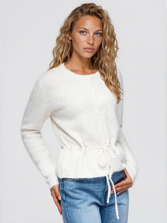 Ombre Ombre Sweter OW-SW-E0068 Beżowy jasny Regular Fit