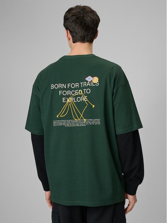 4F 4F T-Shirt NATURE’S TRAIL Zielony ciemny Loose Fit