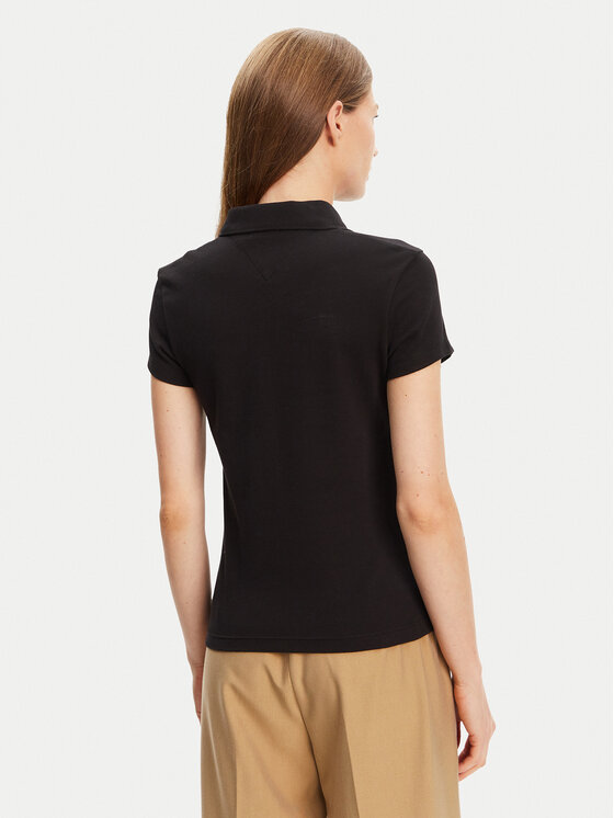 Tommy Hilfiger Tommy Hilfiger Polo Gold Button WW0WW45768 Czarny Slim Fit