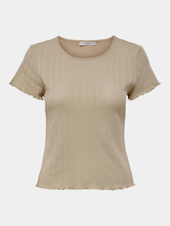 ONLY ONLY Póló Carlotta 15256154 Bézs Tight Fit