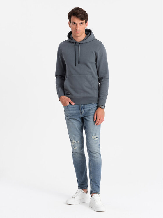 Ombre Ombre Mikina OM-SSBN-0161 Šedá Regular Fit