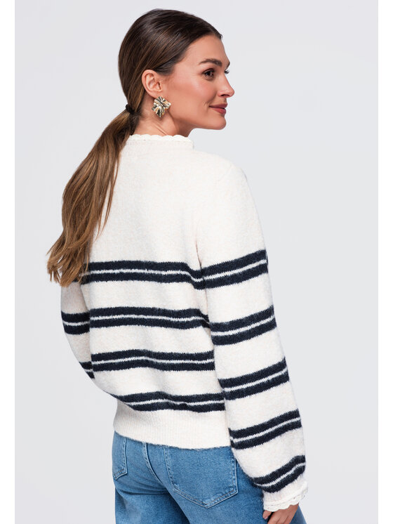 Ombre Ombre Sweter OW-SW-E0009 Beżowy Relaxed Fit