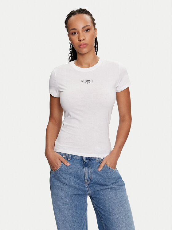 Tommy Jeans Tommy Jeans Тишърт Essential DW0DW18397 Бял Slim Fit