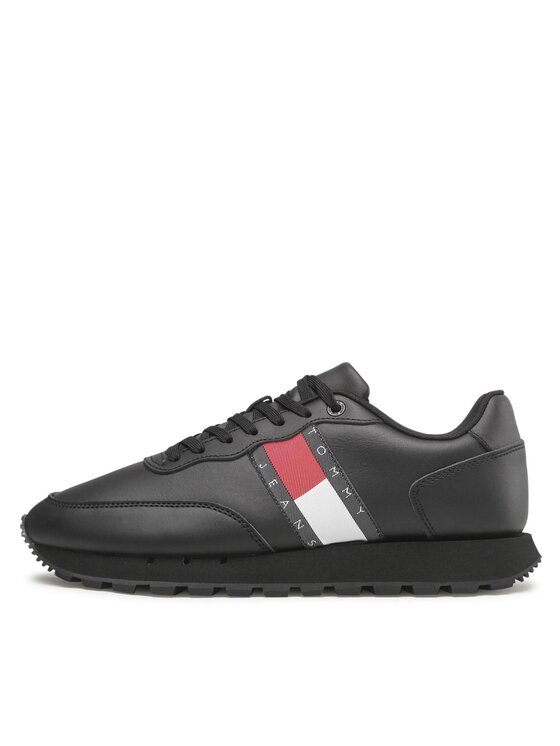 Tommy Jeans Tommy Jeans Snīkeri Leather Runner Ess EM0EM00898 Melns