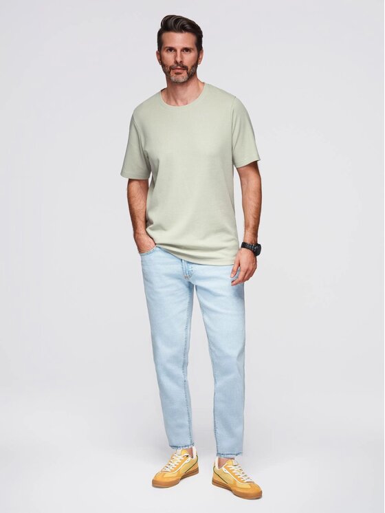Ombre Ombre T-Shirt OM-TSCT-0197 Zielony Regular Fit