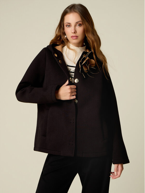 Oltre Oltre Płaszcz zimowy 8710R001342N0Z3 Czarny Over Fit