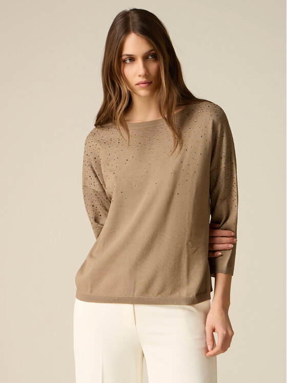Oltre Oltre Sweter M112E002112N015 Zielony Regular Fit