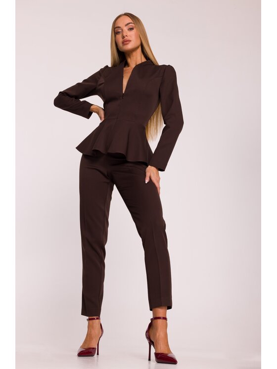 Made of Emotion Made of Emotion Kombinezon M878 Brązowy Modern Fit