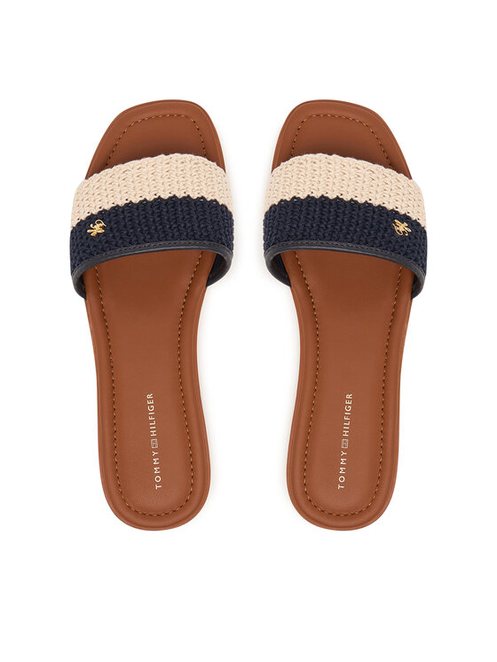Tommy Hilfiger Tommy Hilfiger Iešļūcenes Flat Mule Crochet FW0FW09513 Tumši zils