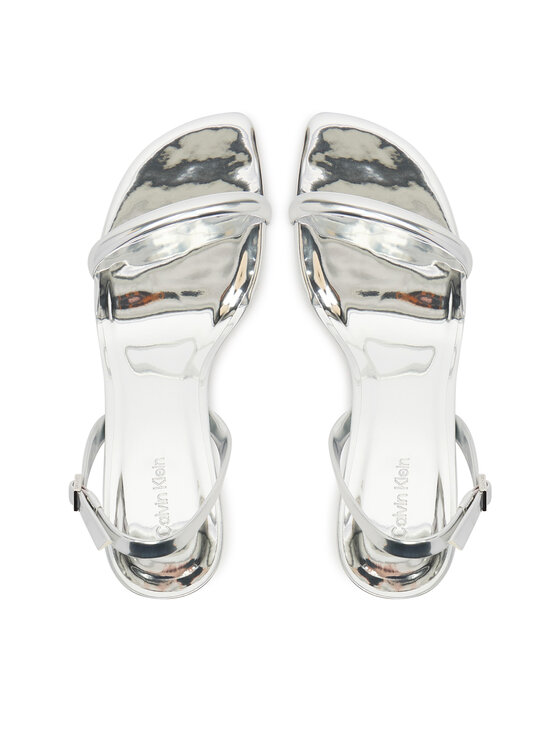Calvin Klein Calvin Klein Sandale Sculpt Kitt Heel Strappy Lth Met HW0HW02709 Argintiu