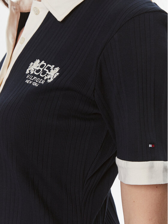 Tommy Hilfiger Tommy Hilfiger Pletena obleka F&F Crest 85 Polo Dress Rib WW0WW40617 Mornarsko modra Regular Fit