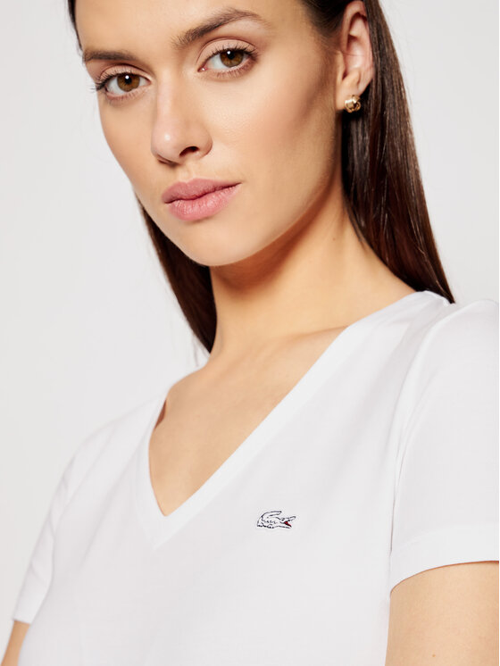 Lacoste Lacoste Тишърт TF0999 Бял Slim Fit