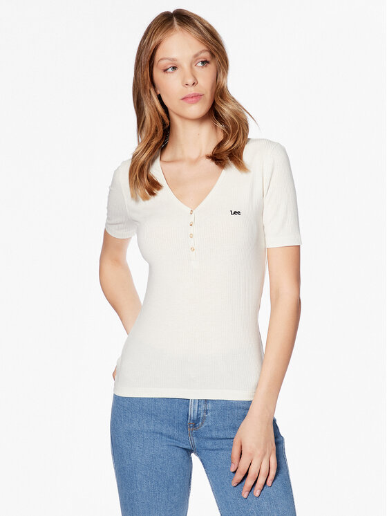 Lee Lee Póló L44KIPNQ 112333722 Ekru Regular Fit