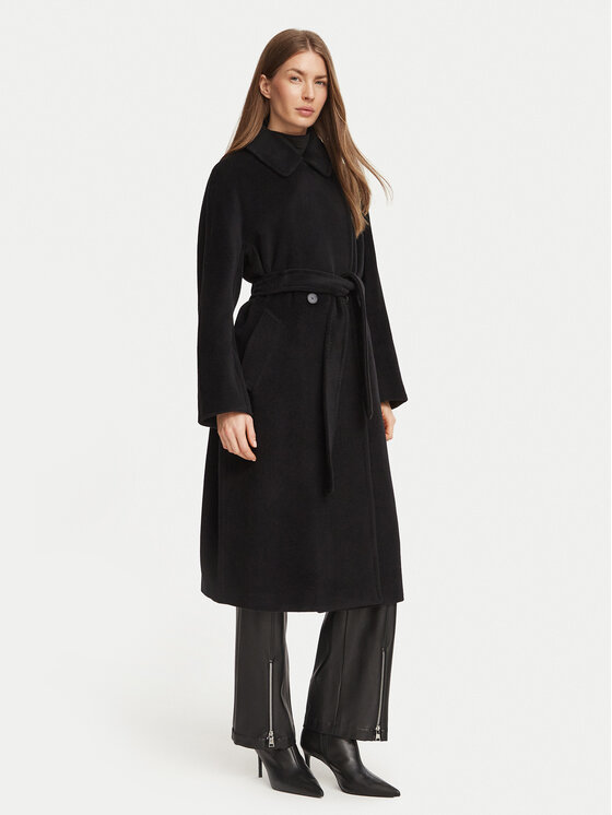 Marella Marella Płaszcz wełniany 2623016082200 Czarny Regular Fit