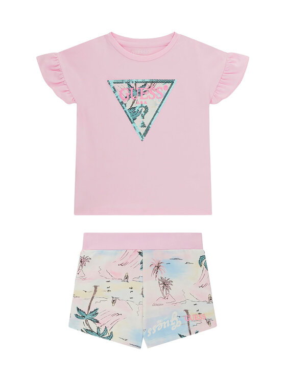 Guess Guess Completo T-shirt e pantaloncini K6GG02 K6YW4 Rosa chiaro Regular Fit