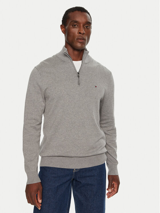 Tommy Hilfiger Tommy Hilfiger Sveter Essential MW0MW37331 Sivá Regular Fit