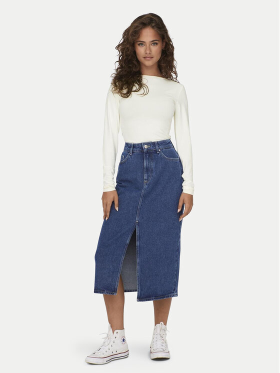 ONLY ONLY Džínová sukně Bianca 15319268 Tmavomodrá Regular Fit