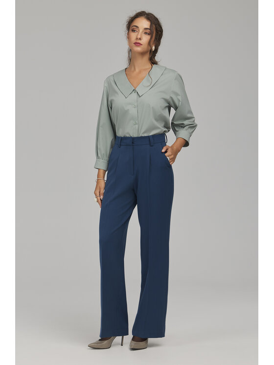 NIFE NIFE Kalhoty z materiálu SD147 Modrá Straight Fit