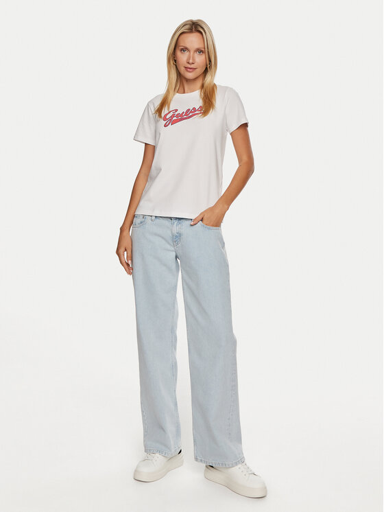 Guess Jeans Guess Jeans T-krekls W4YI13 J1314 Balts Regular Fit