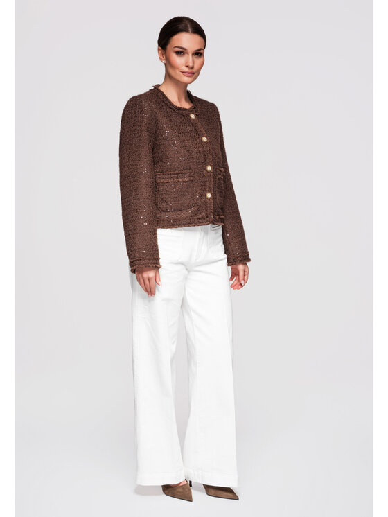 Ombre Ombre Marynarka OW-BLZB-0105 Brązowy Regular Fit
