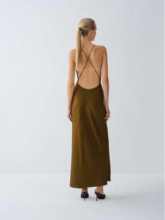 La Mania La Mania Večerní šaty SIRENE Khaki Basic Fit