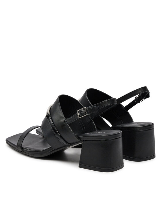 Calvin Klein Calvin Klein Sandały Heel Sandal 45 Met Bar Lth HW0HW02056 Czarny