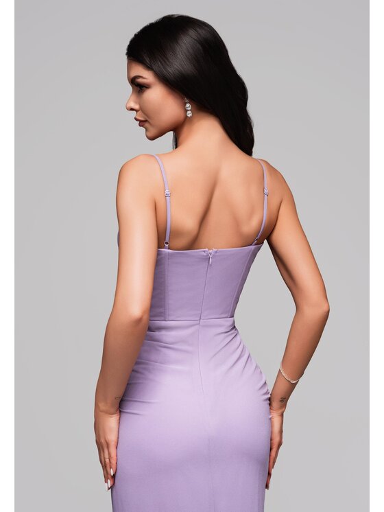Ombre Ombre Sukienka wieczorowa LA-OM-DLR145 Fioletowy Regular Fit