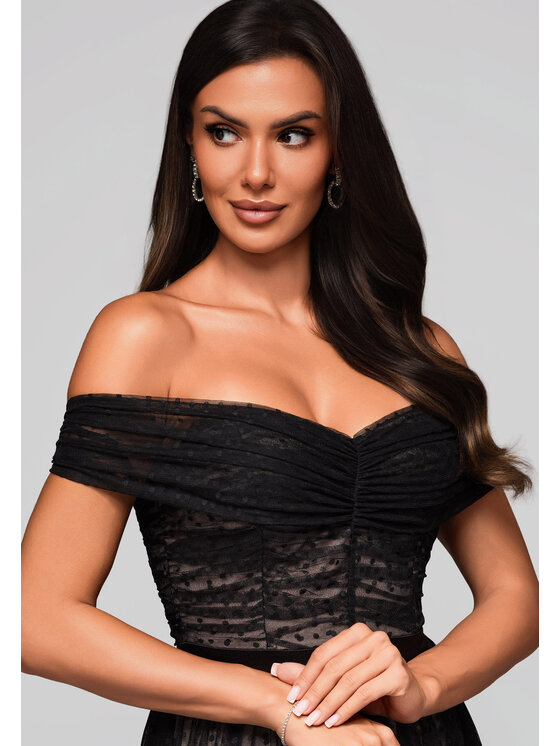 Ombre Ombre Sukienka koktajlowa LA-OM-DLR131 Czarny Regular Fit