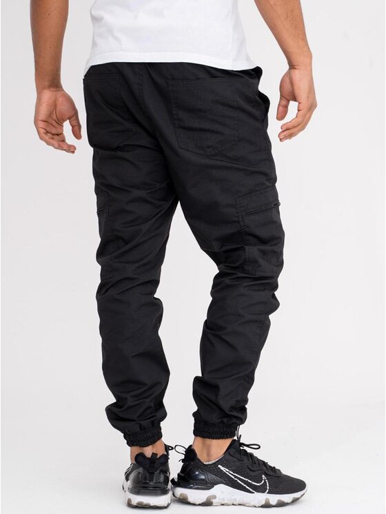 Spodnie materiałowe Jigga Wear, Rozmiar 3XL, Czarne, Spodnie Materiałowe Jogger Bojówki Ze Ściągaczem Czarne Jigga Wear Stripe Ripstop Cargo S