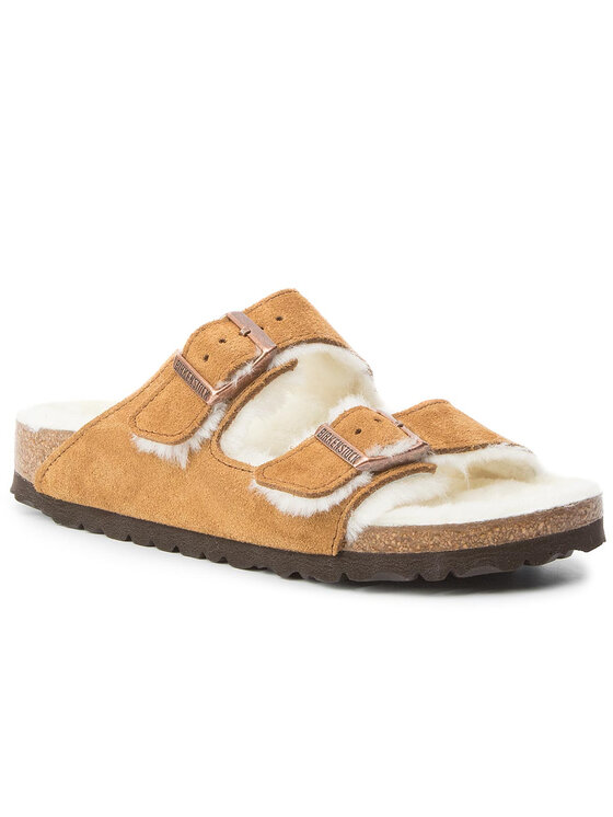 Papuci de casă Birkenstock Arizona Fur 1001135 Maro